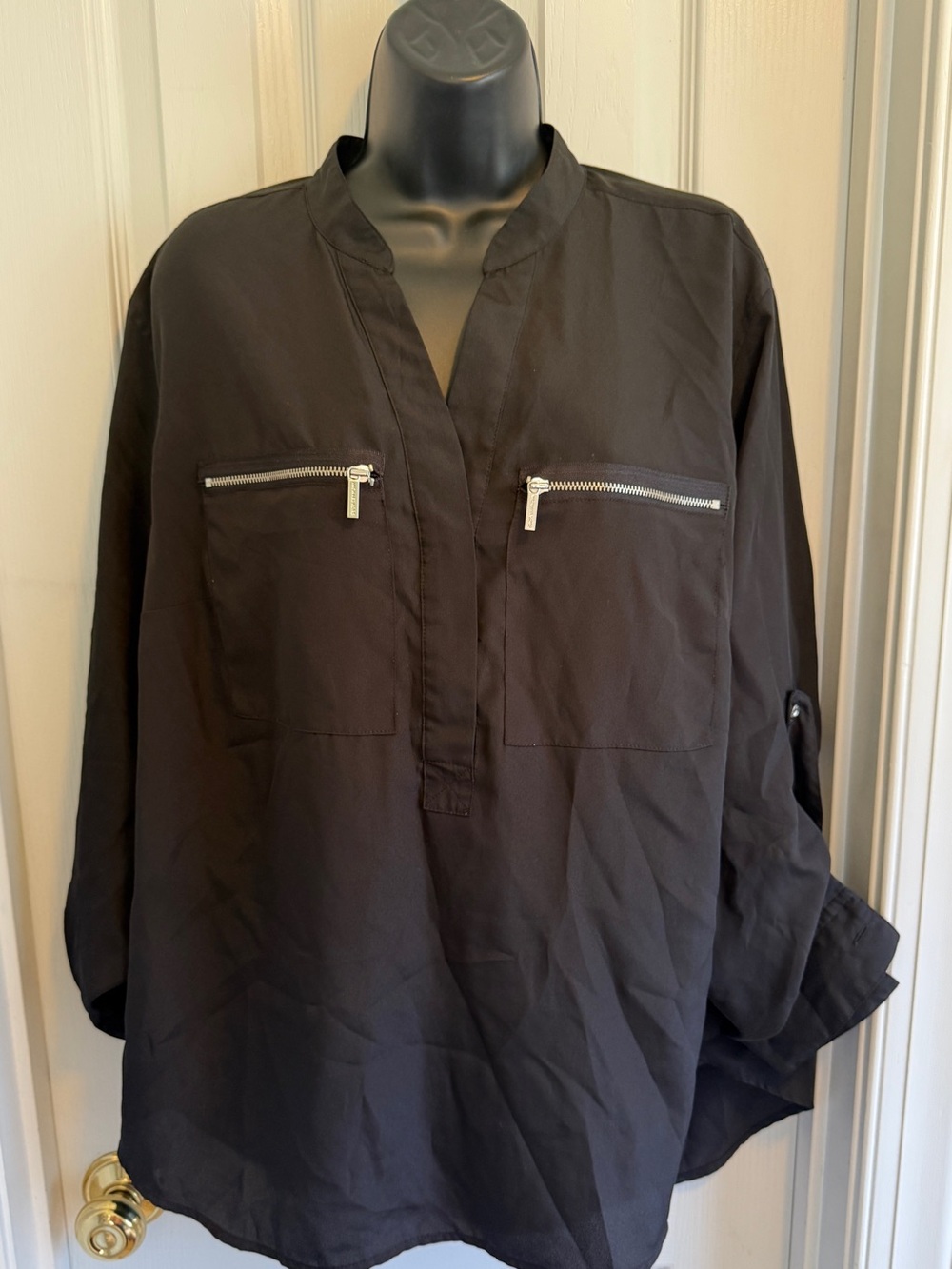 Michael Kors Black Zip-Pocket Pullover Shirt